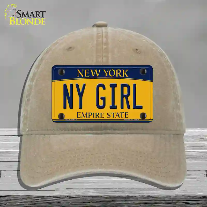 NY Girl New York Novelty License Plate Hat Unconstructed Cotton / Khaki