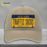 Traffic Sucks New York Novelty License Plate Hat Unconstructed Cotton / Khaki