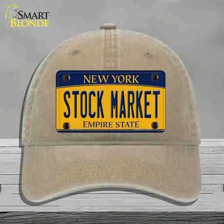 Stock Market Yellow New York Novelty License Plate Hat Unconstructed Cotton / Khaki