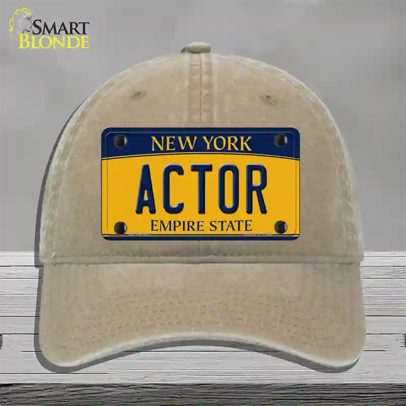 Actor New York Novelty License Plate Hat Unconstructed Cotton / Khaki