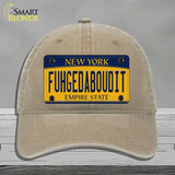 Fuhgedaboudit New York Novelty License Plate Hat Unconstructed Cotton / Khaki