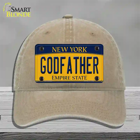 Godfather New York Novelty License Plate Hat Unconstructed Cotton / Khaki