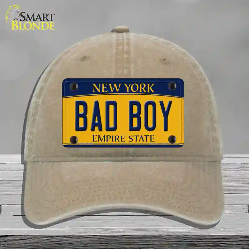 Bad Boy New York Novelty License Plate Hat Unconstructed Cotton / Khaki