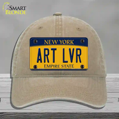 Art Lvr New York Novelty License Plate Hat Unconstructed Cotton / Khaki