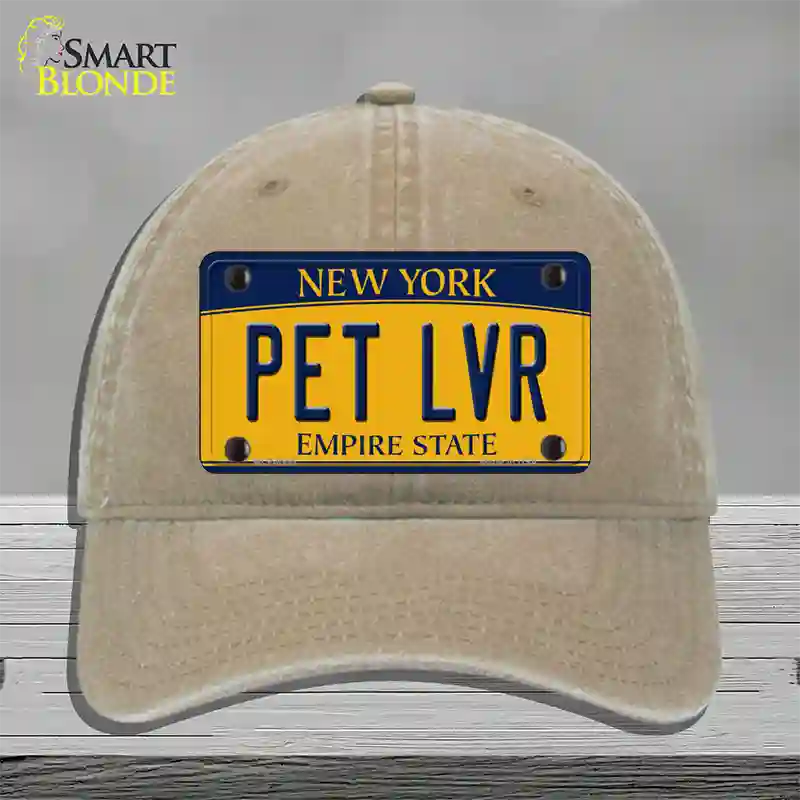 Pet Lvr New York Novelty License Plate Hat Unconstructed Cotton / Khaki