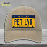 Pet Lvr New York Novelty License Plate Hat Unconstructed Cotton / Khaki