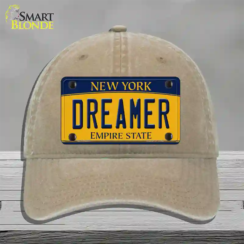 Dreamer New York Novelty License Plate Hat Unconstructed Cotton / Khaki