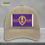 Purple Heart Novelty License Plate Hat Unconstructed Cotton / Khaki