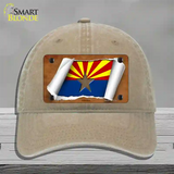 Arizona Flag Scroll Novelty License Plate Hat Unconstructed Cotton / Khaki