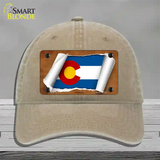 Colorado Flag Scroll Novelty License Plate Hat Unconstructed Cotton / Khaki