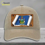 Maine Flag Scroll Novelty License Plate Hat Unconstructed Cotton / Khaki