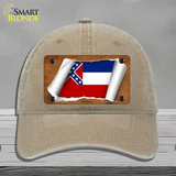 Mississippi Flag Scroll Novelty License Plate Hat Unconstructed Cotton / Khaki