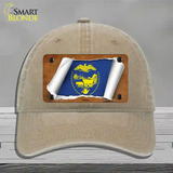 Oregon Flag Scroll Novelty License Plate Hat Unconstructed Cotton / Khaki