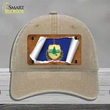 Vermont Flag Scroll Novelty License Plate Hat Unconstructed Cotton / Khaki