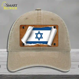 Israel Flag Scroll Novelty License Plate Hat Unconstructed Cotton / Khaki