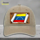 Venezuela Flag Scroll Novelty License Plate Hat Unconstructed Cotton / Khaki