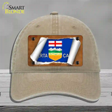 Alberta Canada Flag Scroll Novelty License Plate Hat Unconstructed Cotton / Khaki