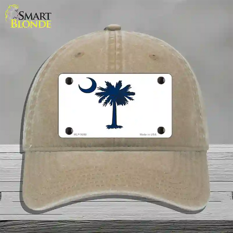 South Carolina White State Flag Novelty License Plate Hat Unconstructed Cotton / Khaki