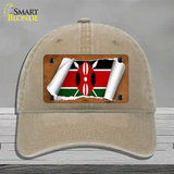 Kenya Flag Scroll Novelty License Plate Hat Unconstructed Cotton / Khaki