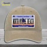 North Myrtle Beach South Carolina Novelty License Plate Hat Unconstructed Cotton / Khaki