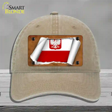 Poland/Eagle Flag Scroll Novelty License Plate Hat Unconstructed Cotton / Khaki