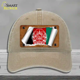 Afghanistan Flag Scroll Novelty License Plate Hat Unconstructed Cotton / Khaki