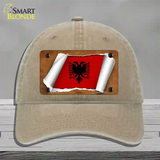 Albania Flag Scroll Novelty License Plate Hat Unconstructed Cotton / Khaki