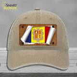 Andorra Flag Scroll Novelty License Plate Hat Unconstructed Cotton / Khaki