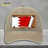 Bahrain Flag Scroll Novelty License Plate Hat Unconstructed Cotton / Khaki