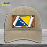 Bosnia-Herzegovina Flag Scroll Novelty License Plate Hat Unconstructed Cotton / Khaki