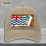 British Indian Ocean Flag Scroll Novelty License Plate Hat Unconstructed Cotton / Khaki