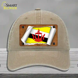 Brunei Flag Scroll Novelty License Plate Hat Unconstructed Cotton / Khaki