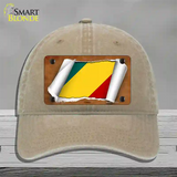 Congo Flag Scroll Novelty License Plate Hat Unconstructed Cotton / Khaki