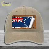 Cook Island Flag Scroll Novelty License Plate Hat Unconstructed Cotton / Khaki