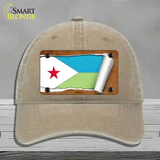 Djibouti Flag Scroll Novelty License Plate Hat Unconstructed Cotton / Khaki