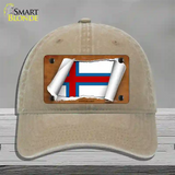 Faroe Islands Flag Scroll Novelty License Plate Hat Unconstructed Cotton / Khaki