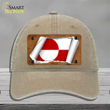 Greenland Flag Scroll Novelty License Plate Hat Unconstructed Cotton / Khaki