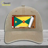 Grenada Flag Scroll Novelty License Plate Hat Unconstructed Cotton / Khaki