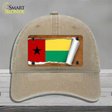 Guinea-Bissau Flag Scroll Novelty License Plate Hat Unconstructed Cotton / Khaki