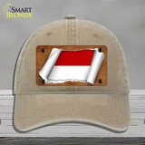 Indonesia Flag Scroll Novelty License Plate Hat Unconstructed Cotton / Khaki