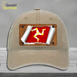 Isle of Man Flag Scroll Novelty License Plate Hat Unconstructed Cotton / Khaki