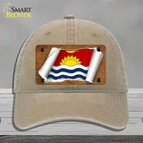 Kiribati Flag Scroll Novelty License Plate Hat Unconstructed Cotton / Khaki