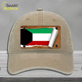 Kuwait Flag Scroll Novelty License Plate Hat Unconstructed Cotton / Khaki