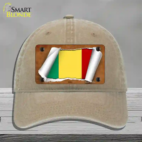 Mali Flag Scroll Novelty License Plate Hat Unconstructed Cotton / Khaki