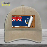 Montserrat Flag Scroll Novelty License Plate Hat Unconstructed Cotton / Khaki