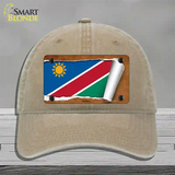 Namibia Flag Scroll Novelty License Plate Hat Unconstructed Cotton / Khaki