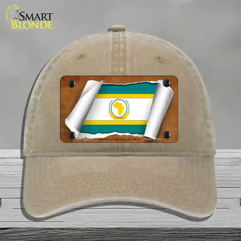 Organization African Unity Flag Scroll Novelty License Plate Hat Unconstructed Cotton / Khaki