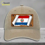 Paraguay-OBV Flag Scroll Novelty License Plate Hat Unconstructed Cotton / Khaki