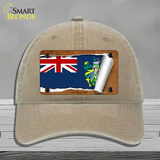 Pitcairn Islands Flag Scroll Novelty License Plate Hat Unconstructed Cotton / Khaki