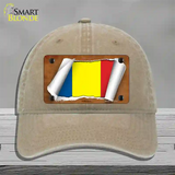 Romania Flag Scroll Novelty License Plate Hat Unconstructed Cotton / Khaki